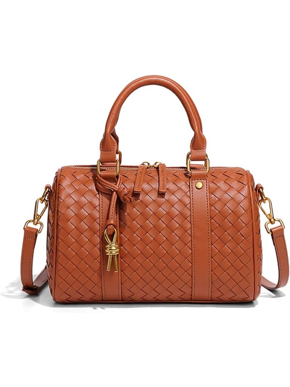Stylish Woven Leather Tote Bag with Top Handle - Chic Everyday Handbag